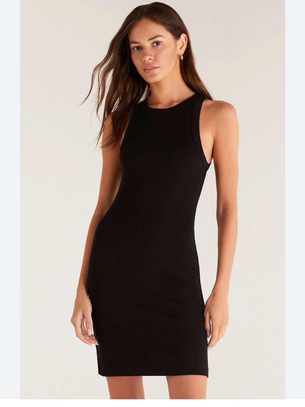 Z Supply Carolina Black Ribbed Tank Mini Dress